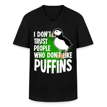 Puffin Spruch Papageientaucher - Männer-T-Shirt mit V-Ausschnitt - Schwarz - Vorne - AI Model Male 178 dark (178cm)
