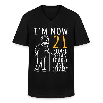 21. Geburtstag 21er 21ter Ich bin jetzt 21 Jahre - Männer-T-Shirt mit V-Ausschnitt - Schwarz - Vorne - AI Model Male 178 dark (178cm)