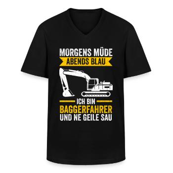Baggerfahrer Tiefbau Bagger - Männer-T-Shirt mit V-Ausschnitt - Schwarz - Vorne - AI Model Male 178 dark (178cm)