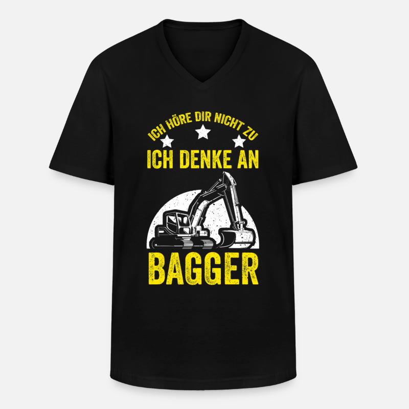 Baggern Baggerfahrer Bagger - Männer-T-Shirt mit V-Ausschnitt - Schwarz
