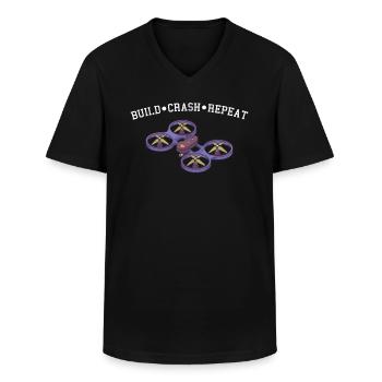 Build Crash Repeat I Drohne FPV Motiv für - Männer-T-Shirt mit V-Ausschnitt - Schwarz - Vorne - AI Model Male 178 dark (178cm)
