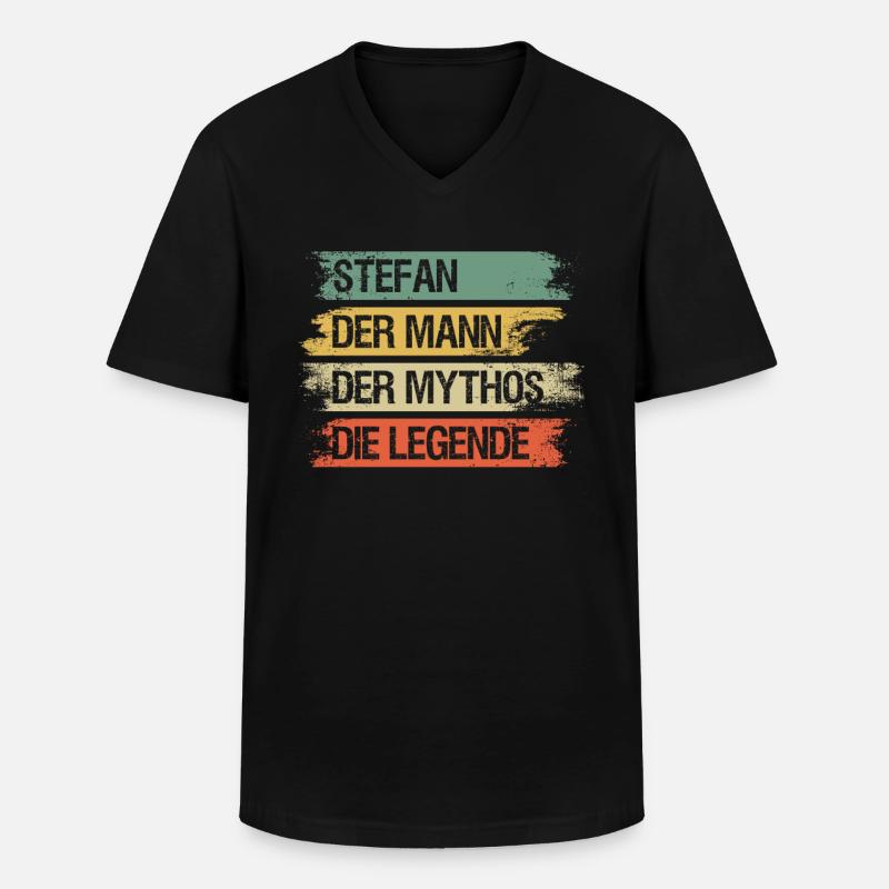 Stefan Mann Mythos Legende - Männer-T-Shirt mit V-Ausschnitt - Schwarz