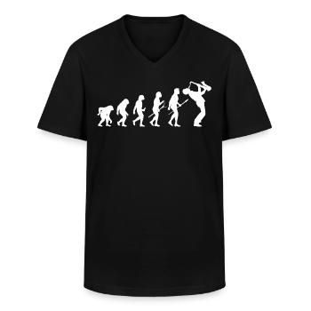 Saxophon Saxophonist Saxophonist Evolution Funny - Männer-T-Shirt mit V-Ausschnitt - Schwarz - Vorne - AI Model Male 178 dark (178cm)