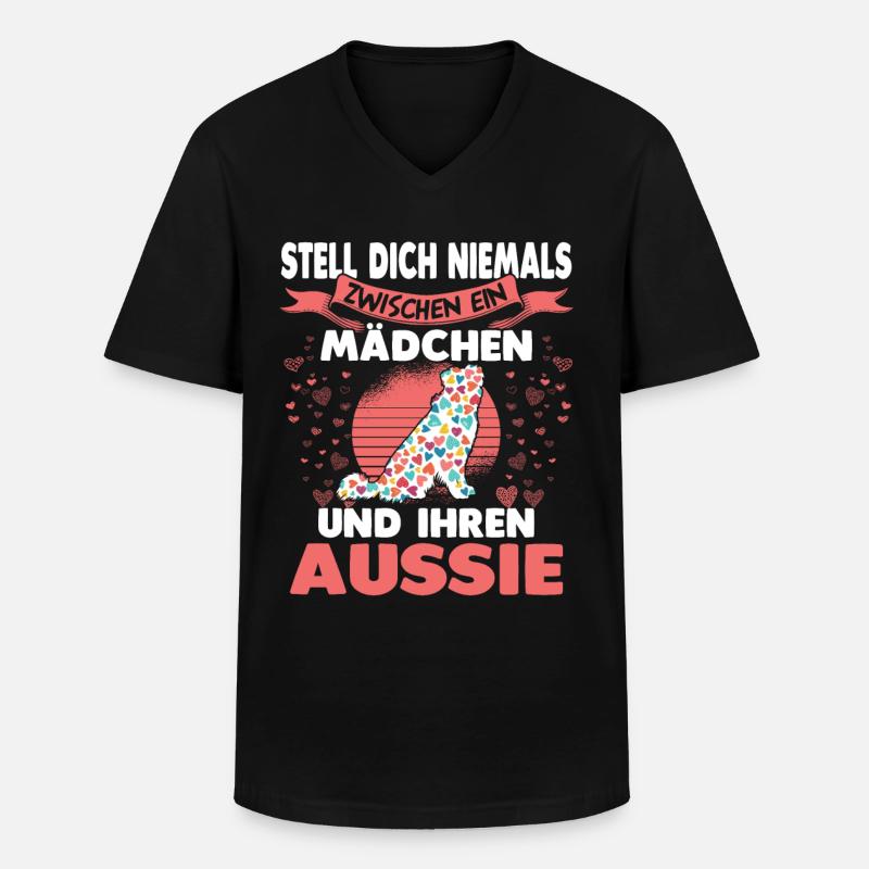 Hundebesitzerin Aussie Australian Shepherd - Männer-T-Shirt mit V-Ausschnitt - Schwarz