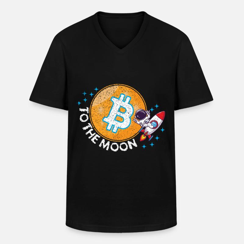 Bitcoin Crypto Blockchain Cryptocurrency BTC - T-shirt col V Homme - noir