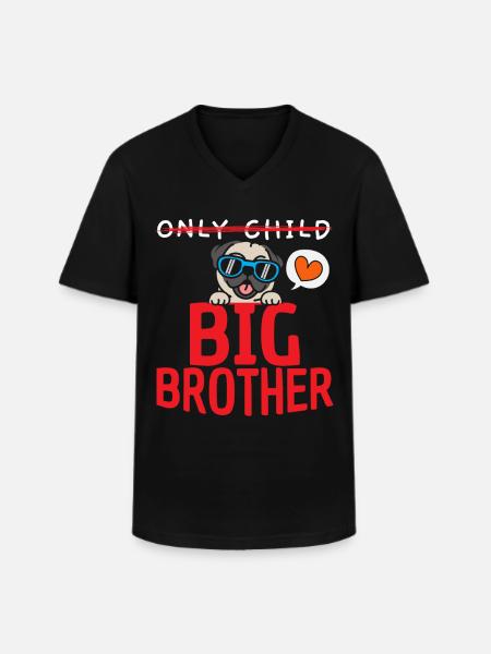 Pas d’enfant unique Grand Frère - T-shirt col V Homme - noir