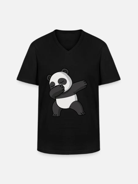 Dabbing Panda Funny Pyjamas Kostume - Klassisk herre T-shirt med V-udskæring - sort