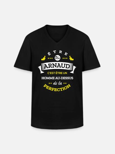 ARNAUD PARFAIT - NOM ARNAUD - T-shirt col V Homme - noir