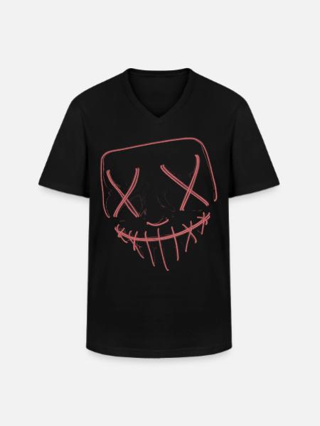 Neon mask red - Men's V-Neck T-Shirt - black