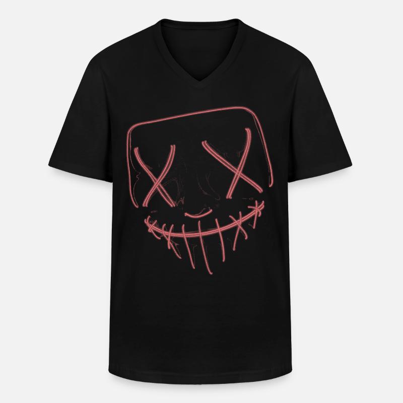 Neon Maske rot - Männer-T-Shirt mit V-Ausschnitt - Schwarz