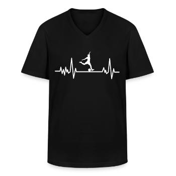 Fußball Trainer Herzschlag Puls EKG Geschenk Sport - Männer-T-Shirt mit V-Ausschnitt - Schwarz - Vorne - AI Model Male 178 dark (178cm)