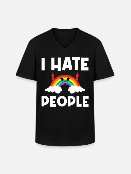 I Hat People Rainbow I Hate People Hate valentine - Men's V-Neck T-Shirt - black