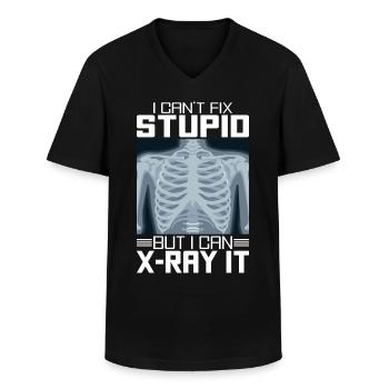 JE NE PEUX PAS RÉPARER STUPIDE MAIS JE PEUX LE RADIOGRAPHIER - T-shirt col V Homme - noir - Devant - AI Model Male 178 dark (178cm)