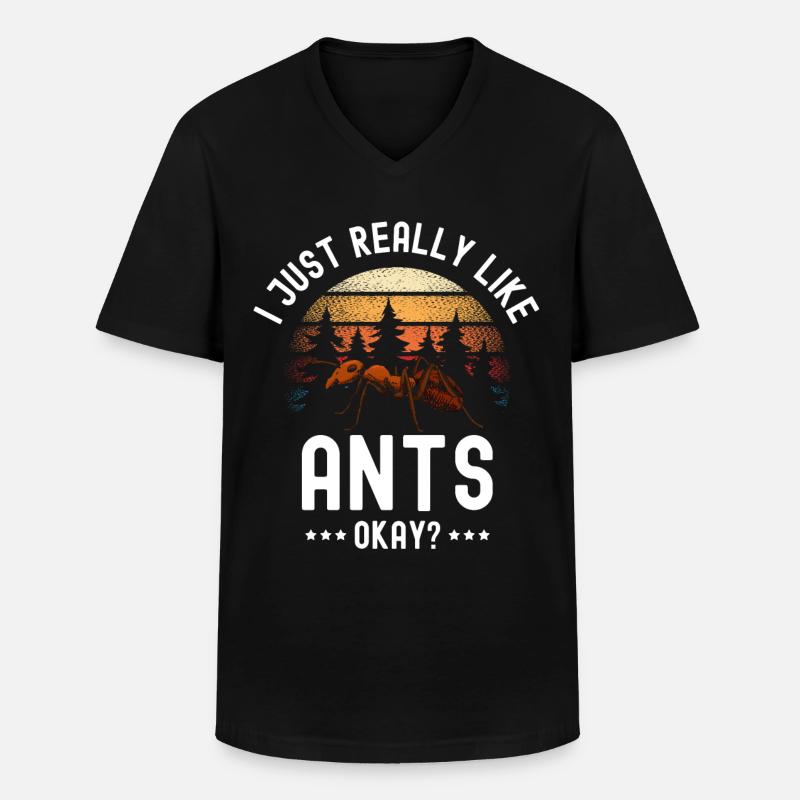 Ameise - Männer-T-Shirt mit V-Ausschnitt - Schwarz