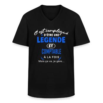 humour Légende et COMPTABLE cadeau - T-shirt col V Homme - noir - Devant - AI Model Male 178 dark (178cm)