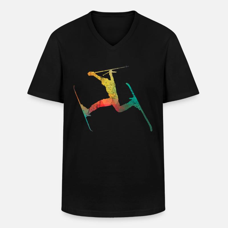Ski - Männer-T-Shirt mit V-Ausschnitt - Schwarz