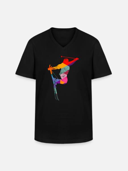 Skifahren Skifahrer - Männer-T-Shirt mit V-Ausschnitt - Schwarz