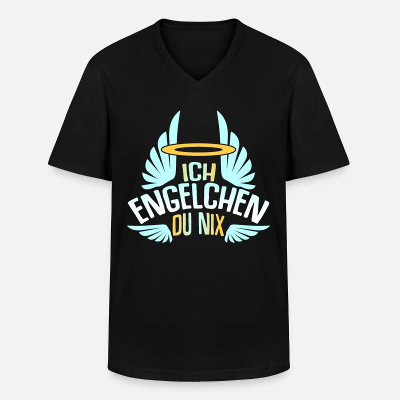 Engelchen Bengelchen Spruch Engel Bengel - Männer-T-Shirt mit V-Ausschnitt - Schwarz