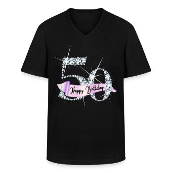 Happy Birthday 50. Geburtstag Geschenk Diamanten - Männer-T-Shirt mit V-Ausschnitt - Schwarz - Vorne - AI Model Male 178 dark (178cm)