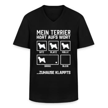 Tibet Terrier Hundetricks tibetanischer Hund - Männer-T-Shirt mit V-Ausschnitt - Schwarz - Vorne - AI Model Male 178 dark (178cm)