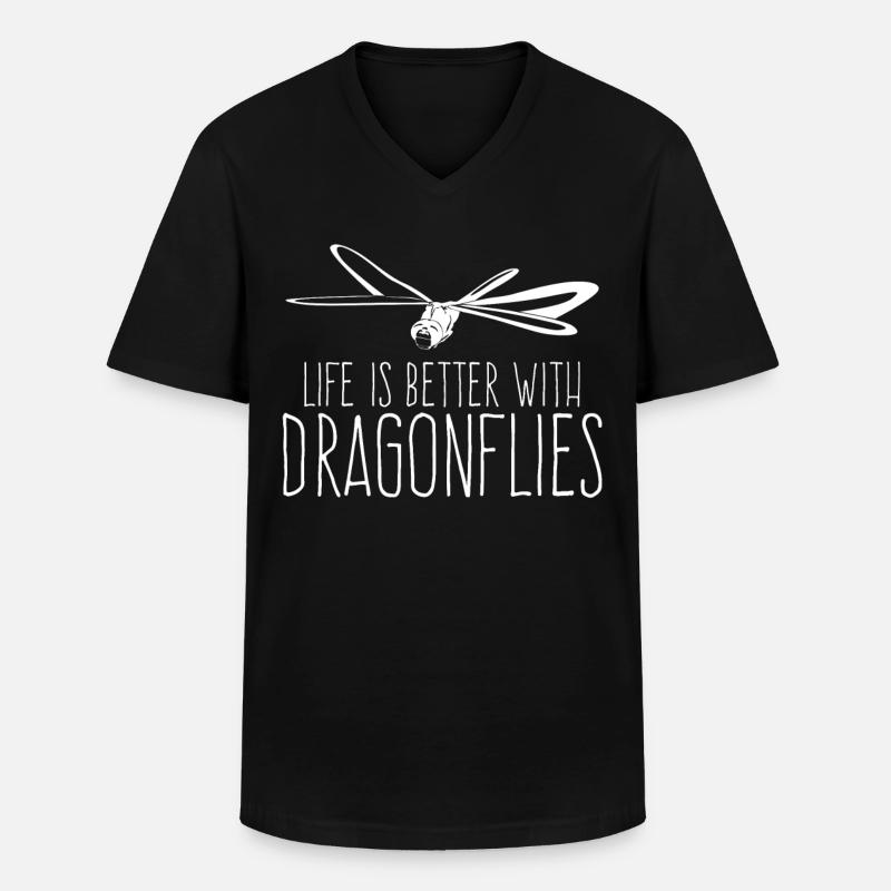 Libellule Insecte Libellules Libellules Libellules - T-shirt col V Homme - noir