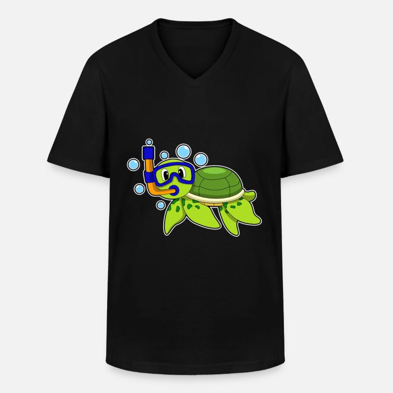 Turtle diving with snorkel - Men's V-Neck T-Shirt - black