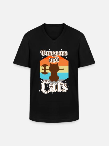 Dungeons and Cats - Men's V-Neck T-Shirt - black