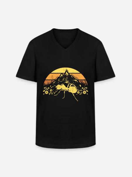 Fourmi - T-shirt col V Homme - noir