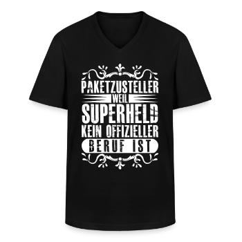 Paketzusteller Superheld Paketbote - Männer-T-Shirt mit V-Ausschnitt - Schwarz - Vorne - AI Model Male 178 dark (178cm)