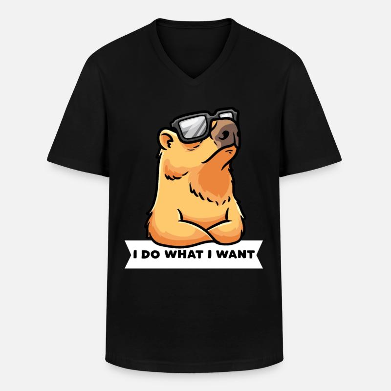 Capybara Capybara Persistent Capybara - Men's V-Neck T-Shirt - black