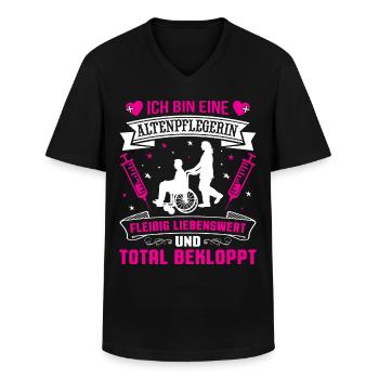 Altenpfleger Pflegedienst Pflegehelfer - Männer-T-Shirt mit V-Ausschnitt - Schwarz - Vorne - AI Model Male 178 dark (178cm)