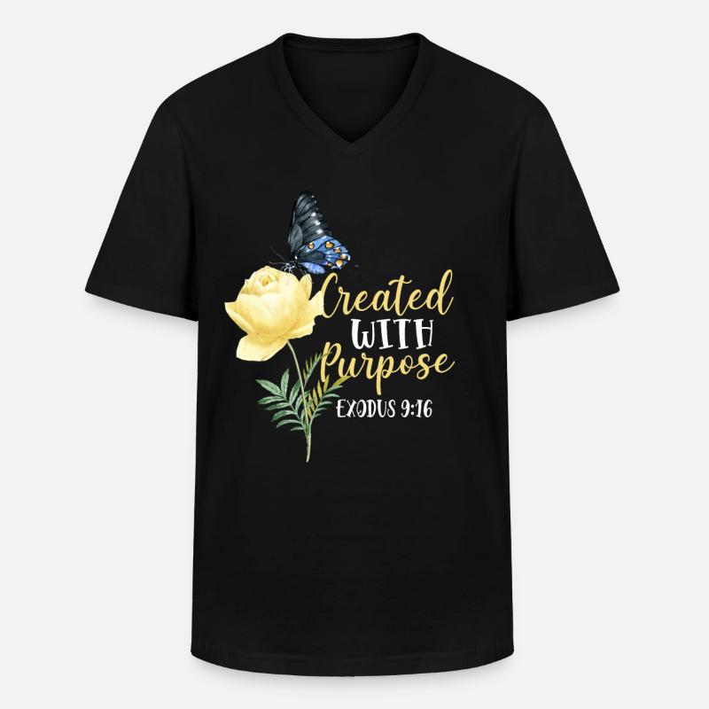 Christian Bible Verse Butterfly - Männer-T-Shirt mit V-Ausschnitt - Schwarz