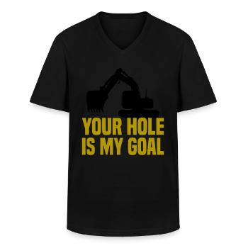 Pelle sur chenilles Excavatrice Excavatrice Désolé Machine de construction - T-shirt col V Homme - noir - Devant - AI Model Male 178 dark (178cm)