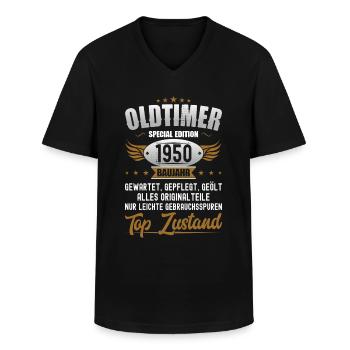 Oldtimer Baujahr 1950 Geboren Geburtstag Geboren - Männer-T-Shirt mit V-Ausschnitt - Schwarz - Vorne - AI Model Male 178 dark (178cm)