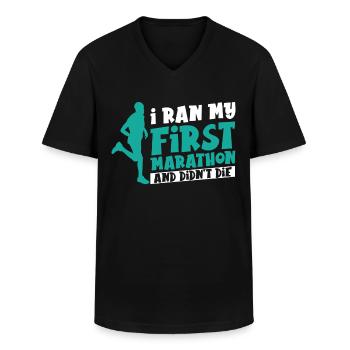Marathon Marathonlauf Marathonläufer Geschenk - Männer-T-Shirt mit V-Ausschnitt - Schwarz - Vorne - AI Model Male 178 dark (178cm)