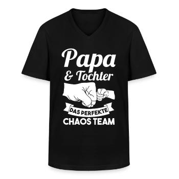 Papa und Tochter - Männer-T-Shirt mit V-Ausschnitt - Schwarz - Vorne - AI Model Male 178 dark (178cm)