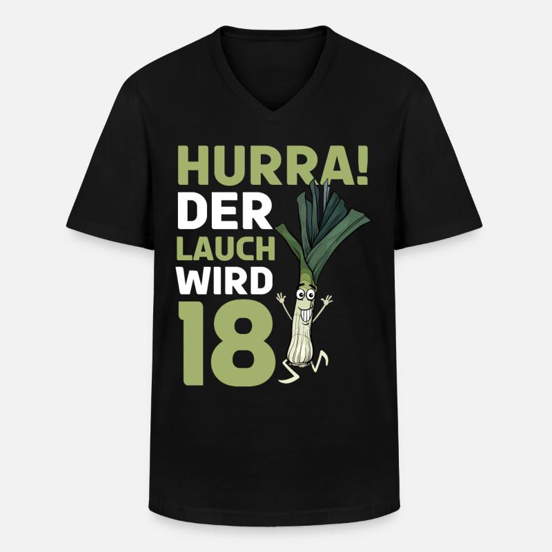 Hurra der Lauch wird 18 - Männer-T-Shirt mit V-Ausschnitt - Schwarz