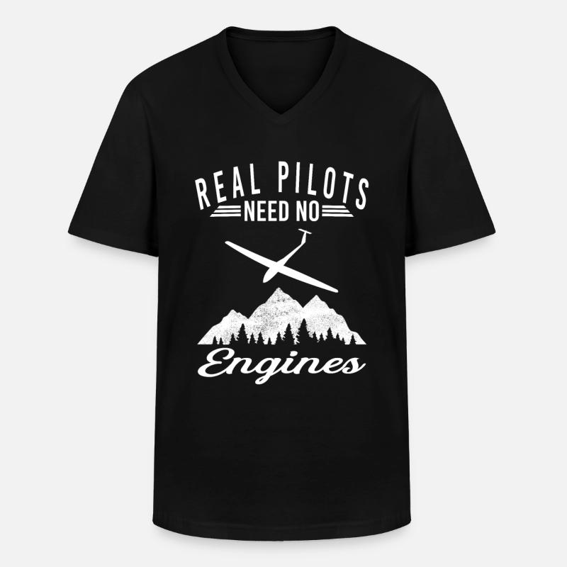 Real Pilots need no Engines - Männer-T-Shirt mit V-Ausschnitt - Schwarz