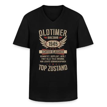 Oldtimer Baujahr 1945 Geboren Jahrgang Geburtstag - Männer-T-Shirt mit V-Ausschnitt - Schwarz - Vorne - AI Model Male 178 dark (178cm)