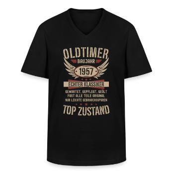 Oldtimer Baujahr 1957 Geboren Jahrgang Geburtstag - Männer-T-Shirt mit V-Ausschnitt - Schwarz - Vorne - AI Model Male 178 dark (178cm)