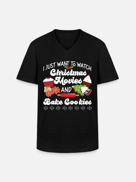 Bake Baking Christmas Movie Cookie - Men's V-Neck T-Shirt - black