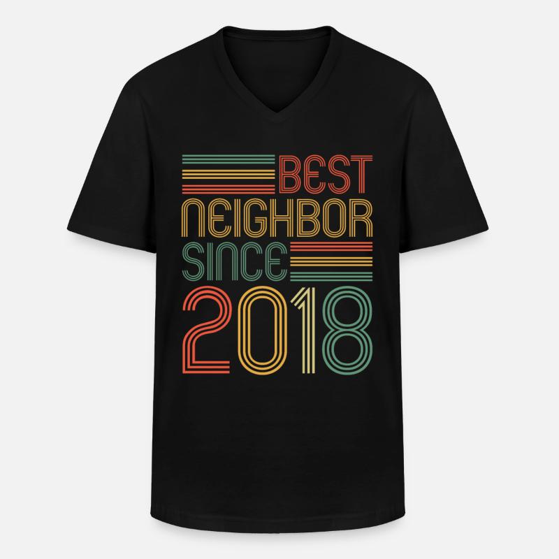 Miglior vicino dal 2018 Neighbor Neighbor - Maglietta da uomo classica con scollo a V - nero