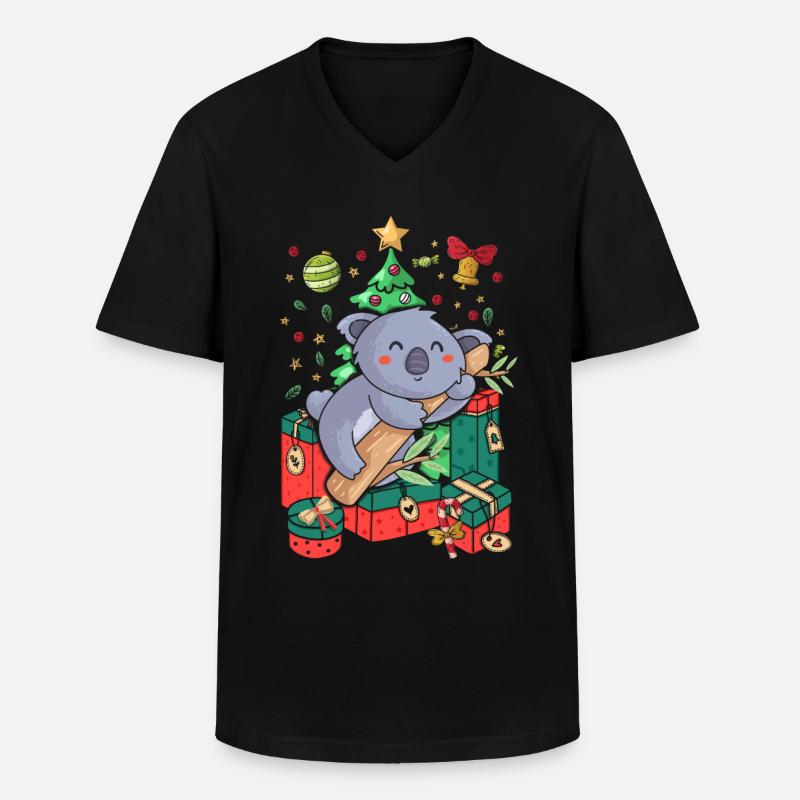 Pull de Noël moche Koala - T-shirt col V Homme - noir