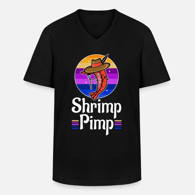 Shrimp Pimp - Männer-T-Shirt mit V-Ausschnitt - Schwarz