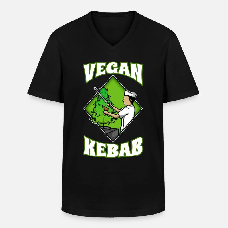 Vegan Kebab Weed - Männer-T-Shirt mit V-Ausschnitt - Schwarz