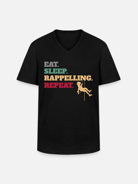 Eat Sleep Rappelling Repeat - Men's V-Neck T-Shirt - black