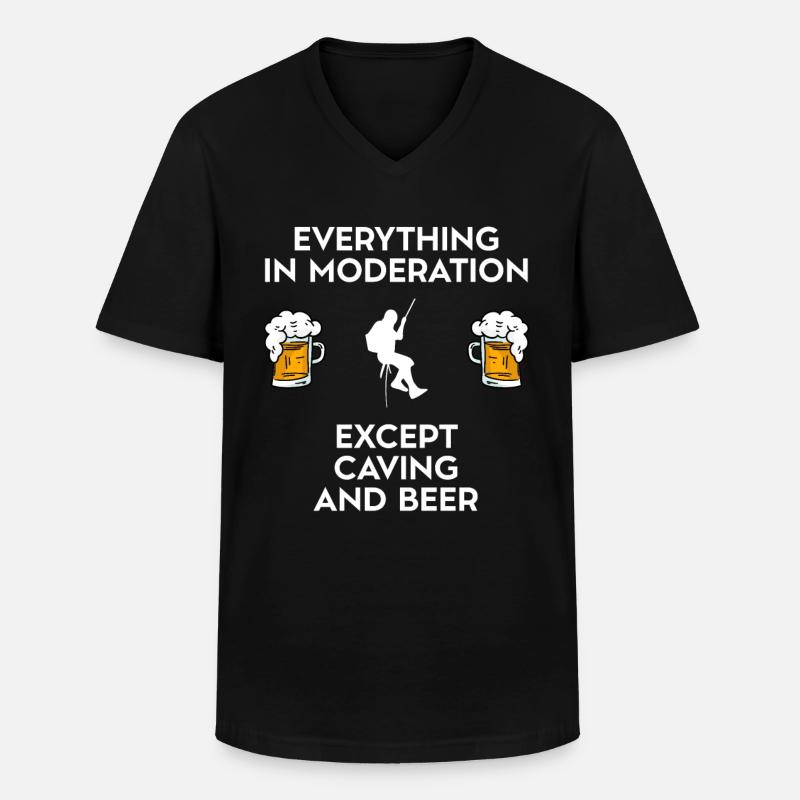 Caving Spelunking Potholing And Beer - Men's V-Neck T-Shirt - black