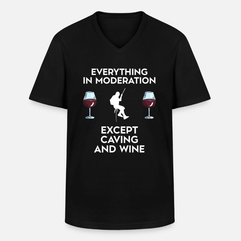 Caving And Wine - Männer-T-Shirt mit V-Ausschnitt - Schwarz