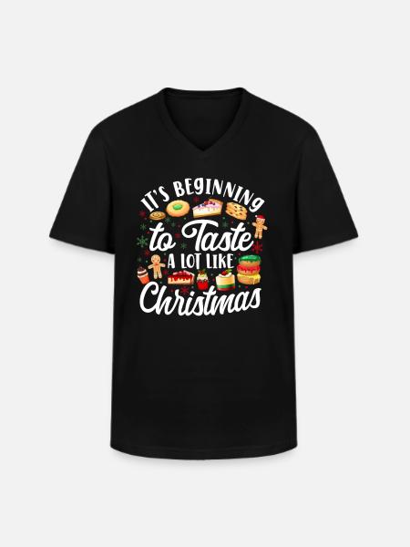 Bake Baking Christmas Cookie - Men's V-Neck T-Shirt - black