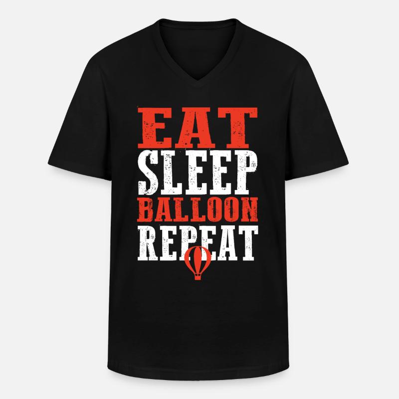 Eat Sleep Balloon Repeat - Männer-T-Shirt mit V-Ausschnitt - Schwarz